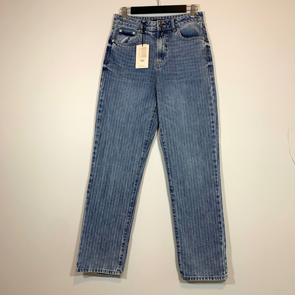 Sincerely Jules Womens High Rise Straight Leg Herringbone Denim Jeans Blue 5/27